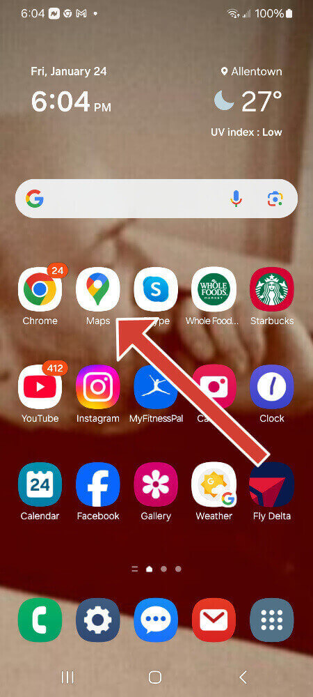 Locate and click on the Google Maps App icon on your Android phone. 