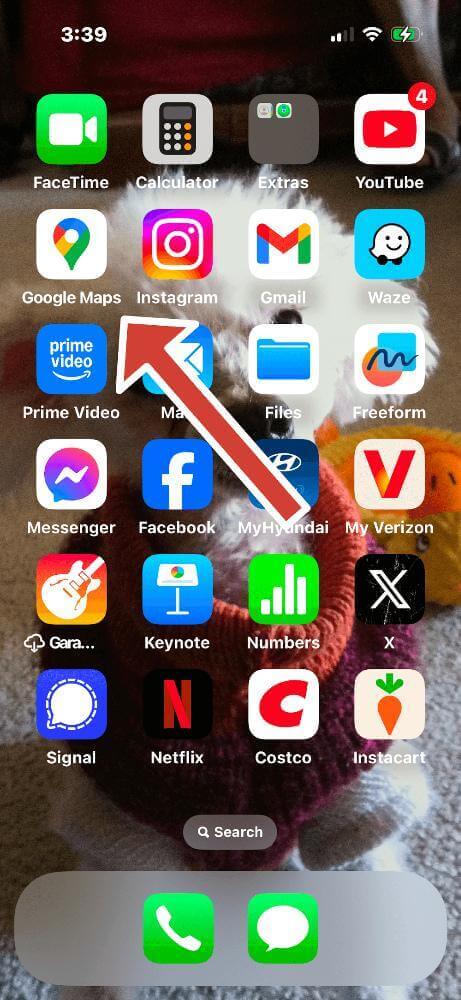 Find the Google Maps app icon on your iPhone.