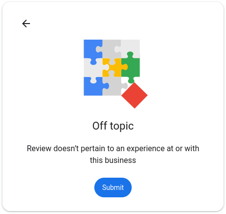 Off Topic Google Review doesn't pertain to an experience at or with this business