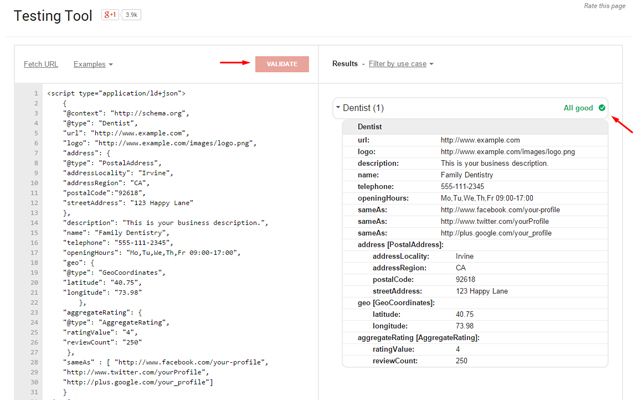 Test your Markup in Structured Data Testing Tool